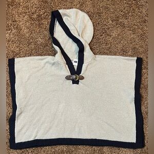 Janie and Jack Hooded Sweater Cape in Gray & Navy 3T Poncho Cape